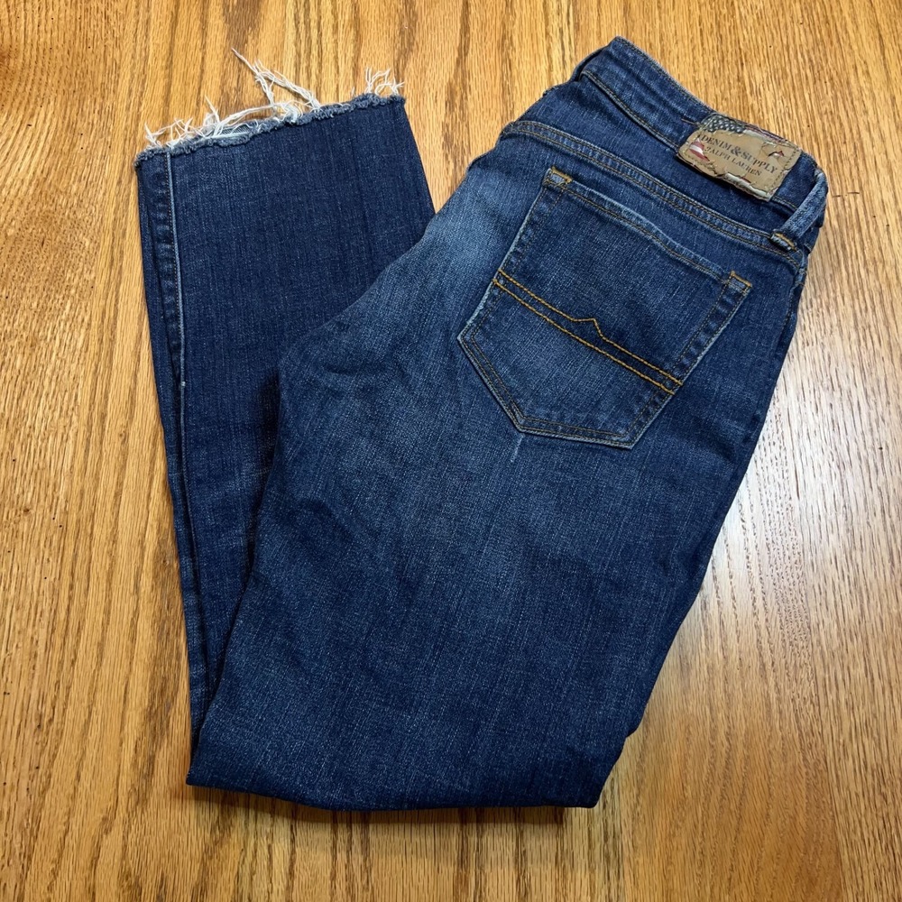 Denim Supply Ralph Lauren Jeans Mens 30x26 Straight‎ Flag Logo CUT CROPPED